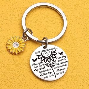 Sunflower Keyring with 'God Says You Are...' Saying